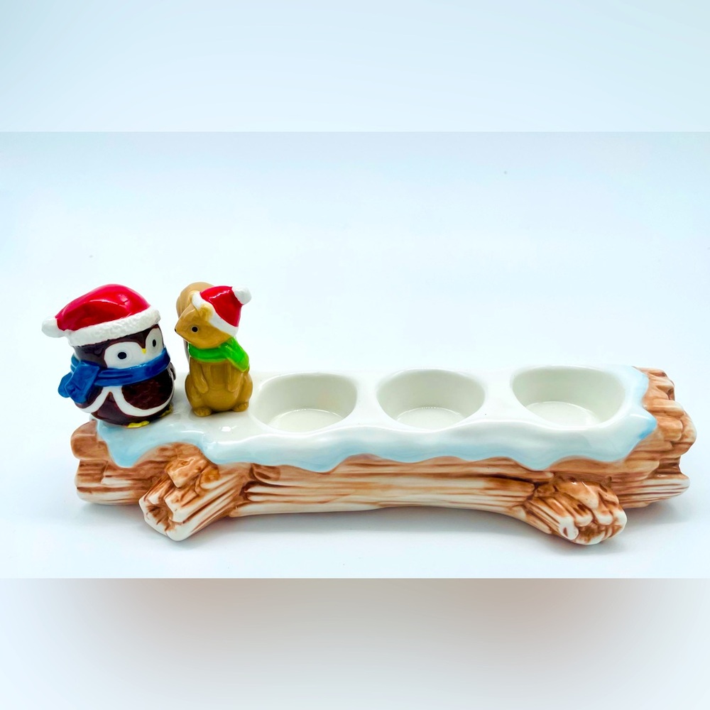 Yankee Candle Company Candle Holder with Snowman and Reindeer